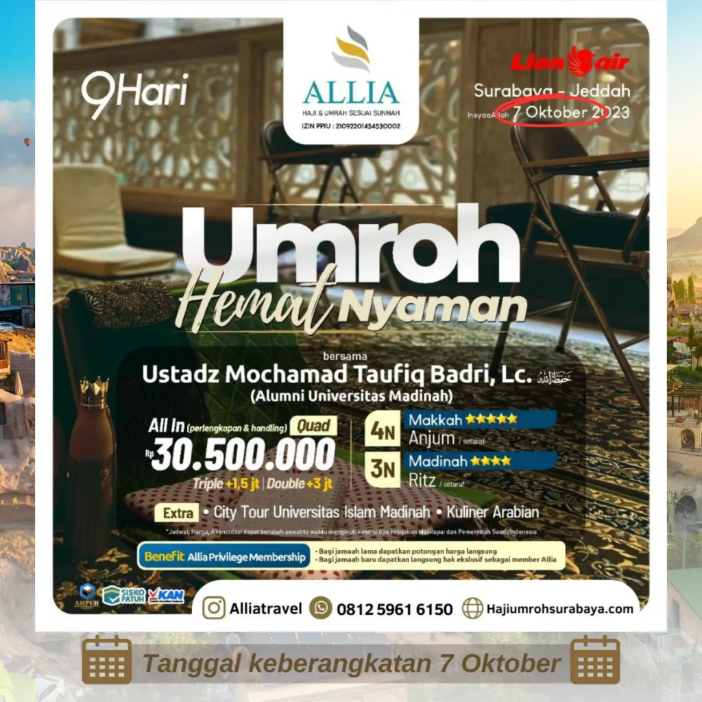 Paket Umroh Hemat bintang 5 Oktober 2023 Surabaya